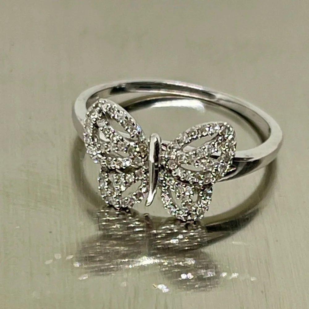 New! 925❣️Real .24 ct Diamonds ❣️ Ring Sz 9 Pave New Gift Box Bag